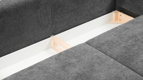 Miniaturka 26 - Antracytowa sofa tapicerowana z funkcją spania i pojemnikiem na pościel