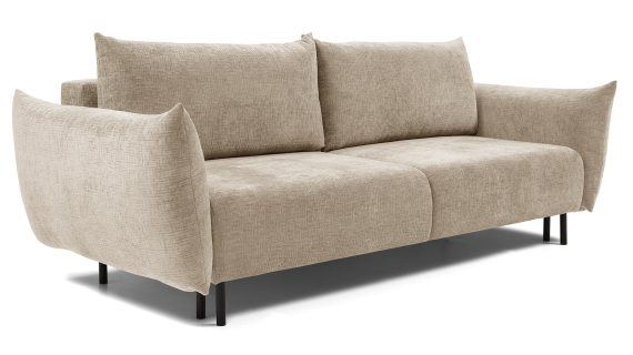 Miniaturka 2 - Beżowa sofa tapicerowana z miękkimi poduszkami