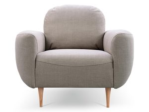 Miniaturka 8 - Beżowy fotel tapicerowany z drewnianymi nóżkami w stylu skandynawskim