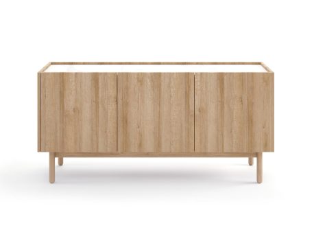 Niska szafka drewniana o prostym designie, styl nowoczesny