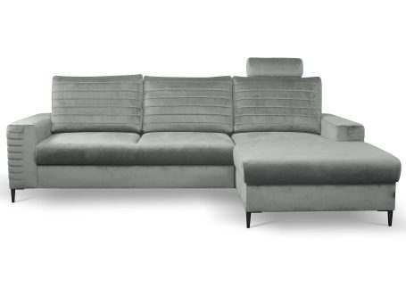 Szary narożnik modułowy z wysokim oparciem i funkcją spania