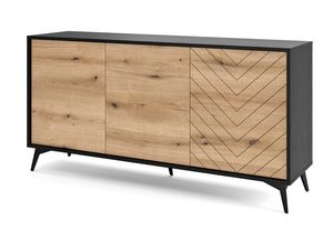 Miniaturka 1 - Komoda w dekorze naturalnego drewna i czarnym wykończeniem