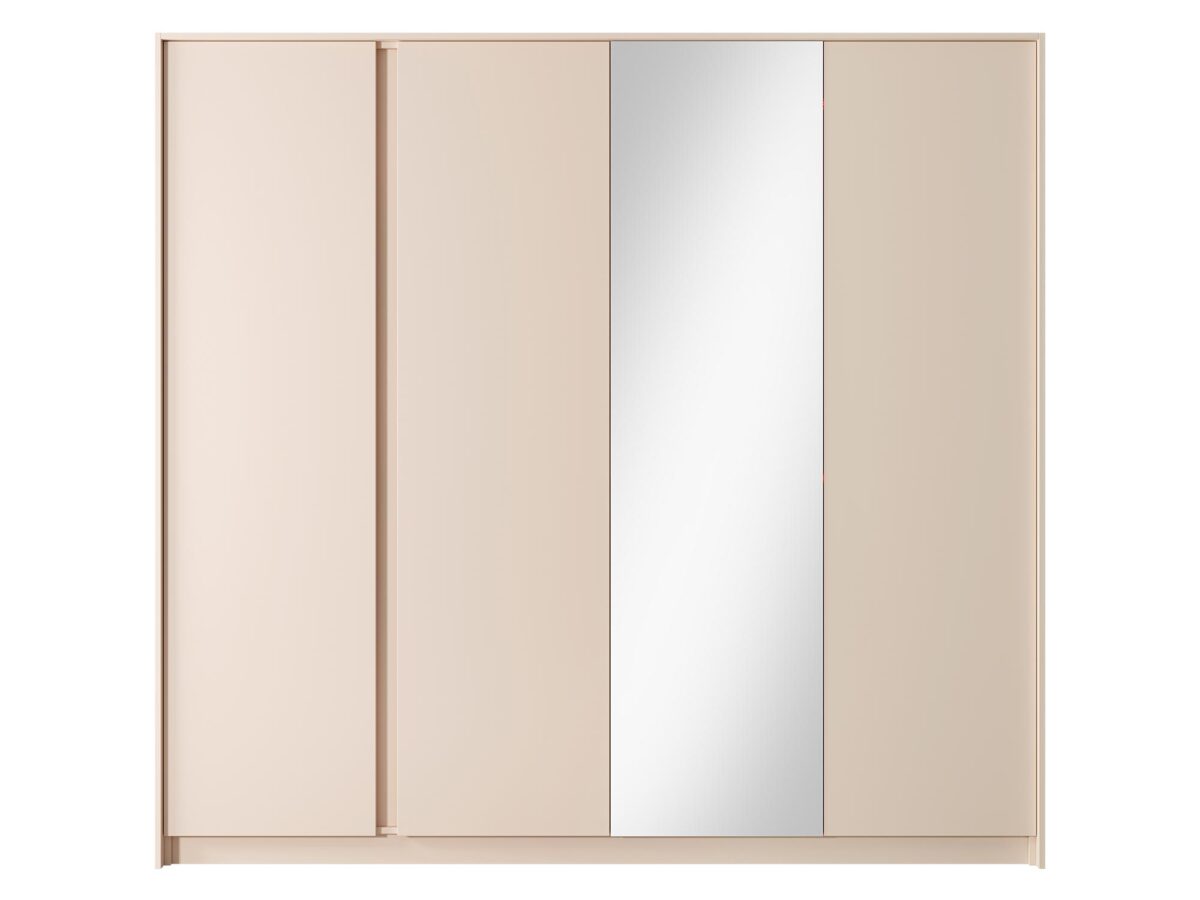 Moderner Kleiderschrank 220 cm mit Spiegel in Beige Kier