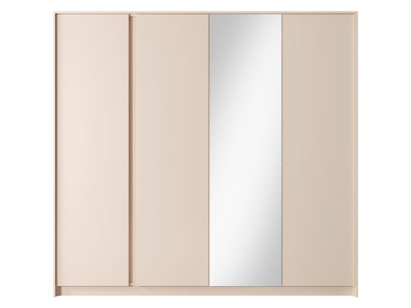 Posuvná skříň z lustrzanymi dveřmi a jasnymi čely do moderní ložnice