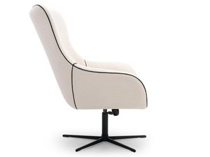 Miniaturka 10 - Beżowy fotel tapicerowany z nowoczesnym designem i czarną podstawą