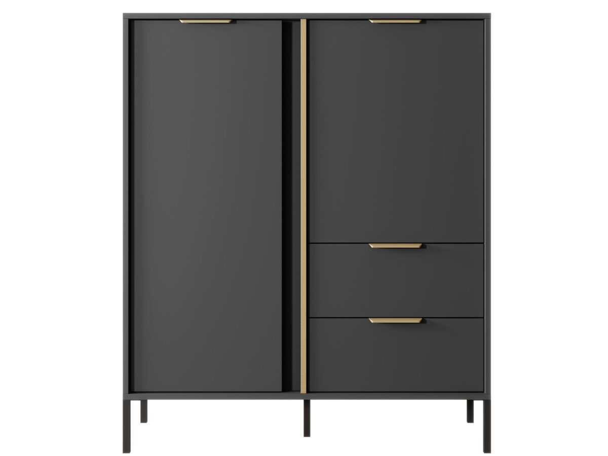 Highboard in Anthrazit mit goldenen Akzenten 103,3×123,4 cm MARS