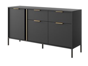 Miniaturka 2 - Czarna komoda z metalowymi nogami, styl nowoczesny
