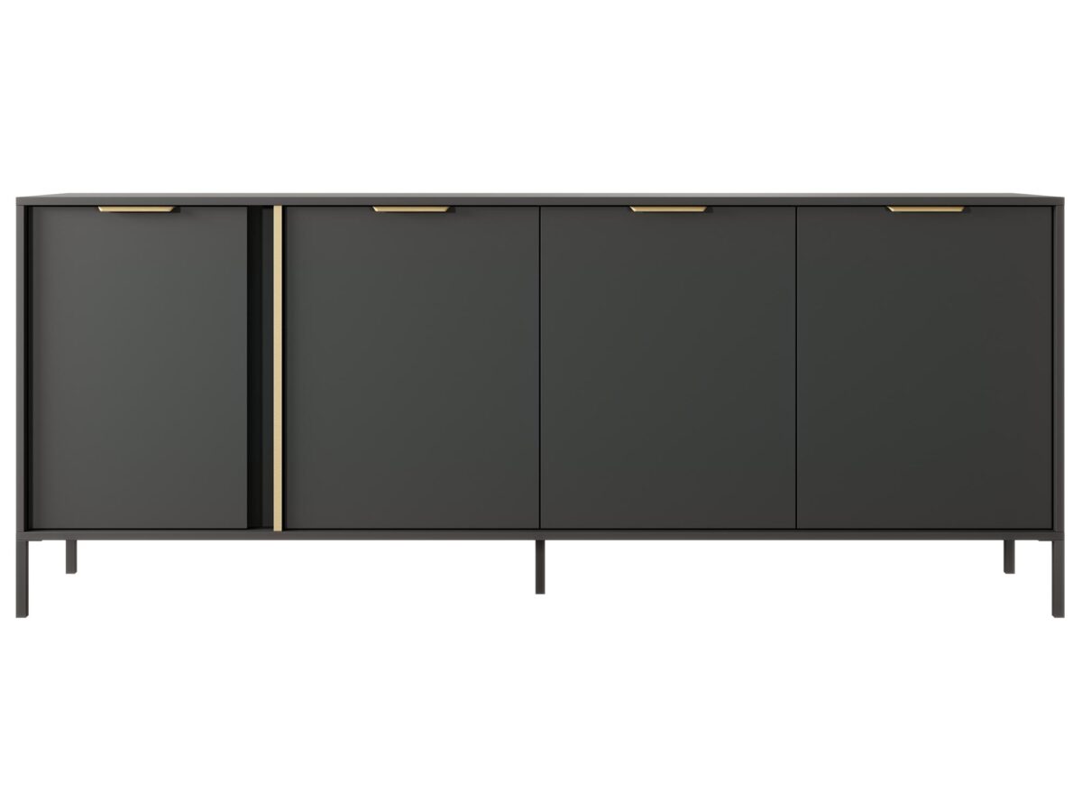 Anthrazitfarbene Kommode 202 cm mit Gold-Details Mars
