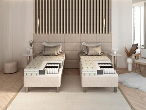 Miniatura 6 - Moderní ložnice s dvěma lozkami kontynentalnymi v světlé tapicerce