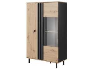 Miniatura 1 - Dřevěná vitrína s prosklenými dveřmi a kovovými nohami, moderní styl