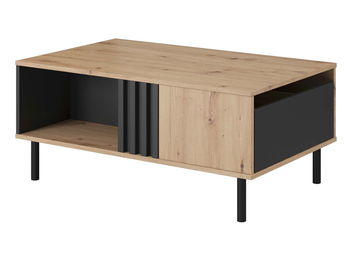 Couchtisch 100 cm Eiche Artisan Anthrazit Lamellen PULSAR