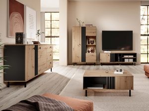 Miniatura 3 - Aranžmá obývacího pokoje z dřevěnými meblami světlé s černým elementem