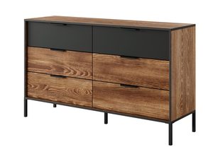 Miniaturka 2 - Drewniana komoda z czarnymi detalami i metalowymi nogami, styl industrialny