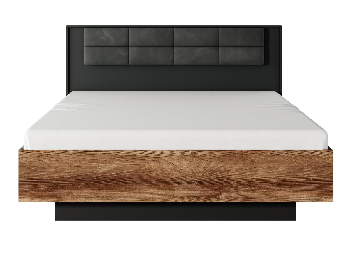 Industrielles Doppelbett 160 cm mit Bettkasten und Kopfteil CARLTON