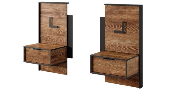 Miniaturka 19 - Drewniane szafki nocne z czarnymi metalowymi detalami do nowoczesnej sypialni