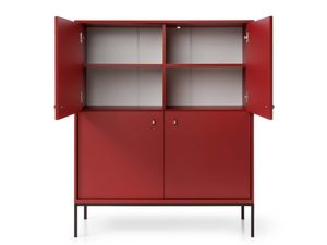 Miniaturka 13 - Komoda czerwona z otwartymi drzwiami i półkami w stylu modern