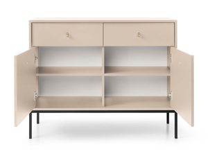 Miniaturka 3 - Beżowa komoda otwarta z dwiema półkami i czarną podstawą