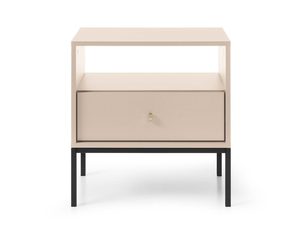 Miniatúra 16 - Béžový nočný stolík s jednou zásuvkou a čiernym rámom v loft štýle