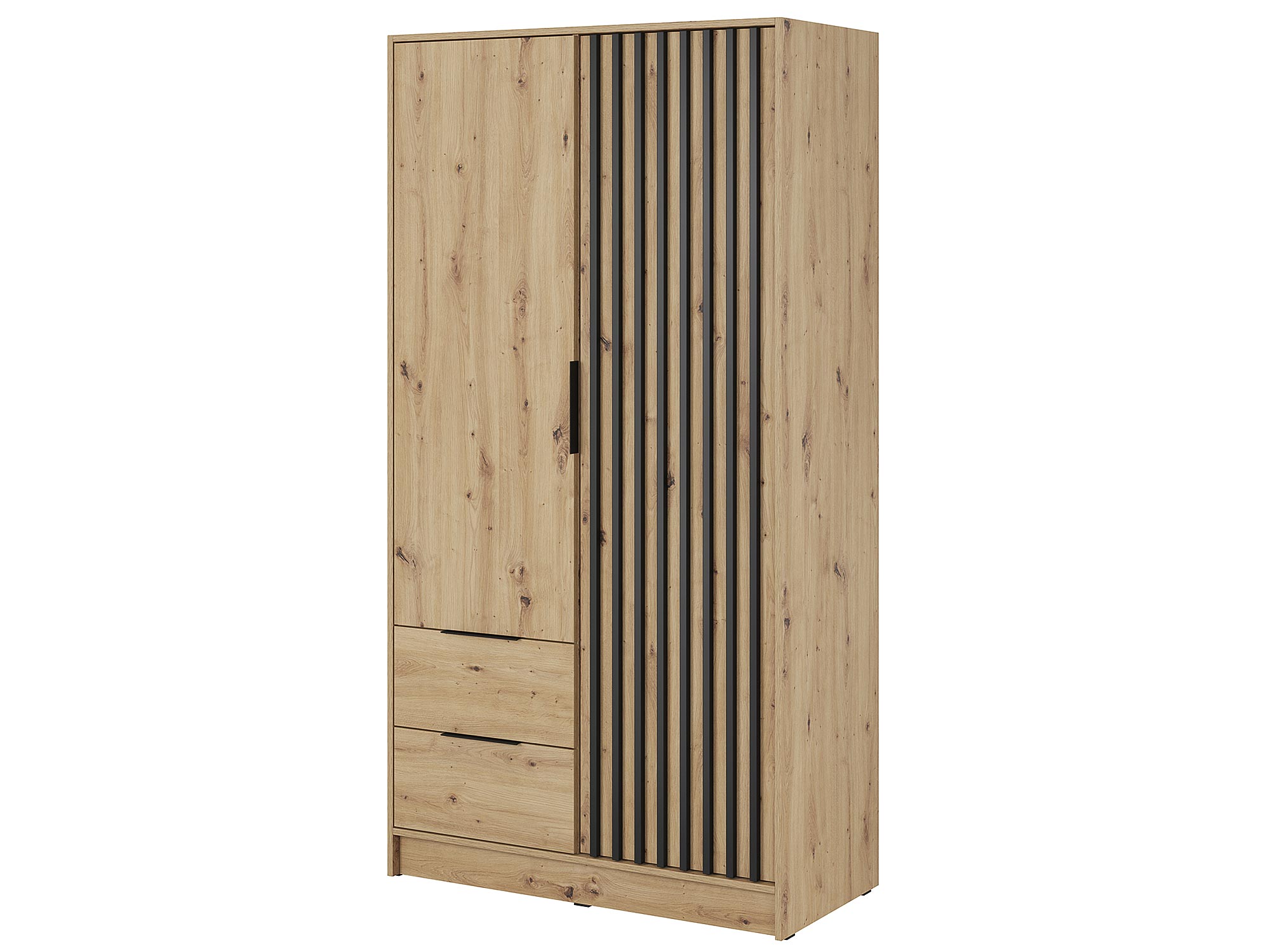 Nowoczesna szafa z drewnianymi panelami