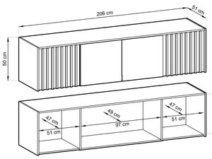 Miniatura 8 - Technický výkres moderní TV skříňky s dřevěnými panelami