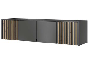 Miniatura 2 - TV skříňka s dřevěnými čely a černými panelami, industriální styl