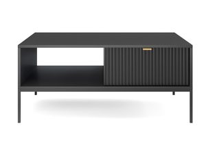 Miniatura 16 - Černá TV stolek z ozdobnym frezowaniem a zásuvkou na kovových nohách
