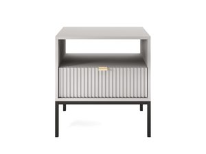 Miniatura 5 - Designová skříňka nocna bílá z pionowym frezowaniem a černým roštem