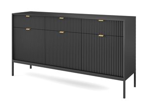 Miniatura 1 - Černá komoda glamour z ryflowanym čelem a zlatými úchyty