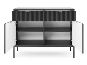 Miniatura 2 - Černá komoda glamour z ryflowanym čelem a zlatým úchyty