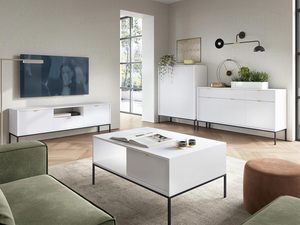 Miniatura 13 - Aranžmá obývacího pokoje s bílou TV skříňkou a stolikiem kawowym glamour s černými nožkami
