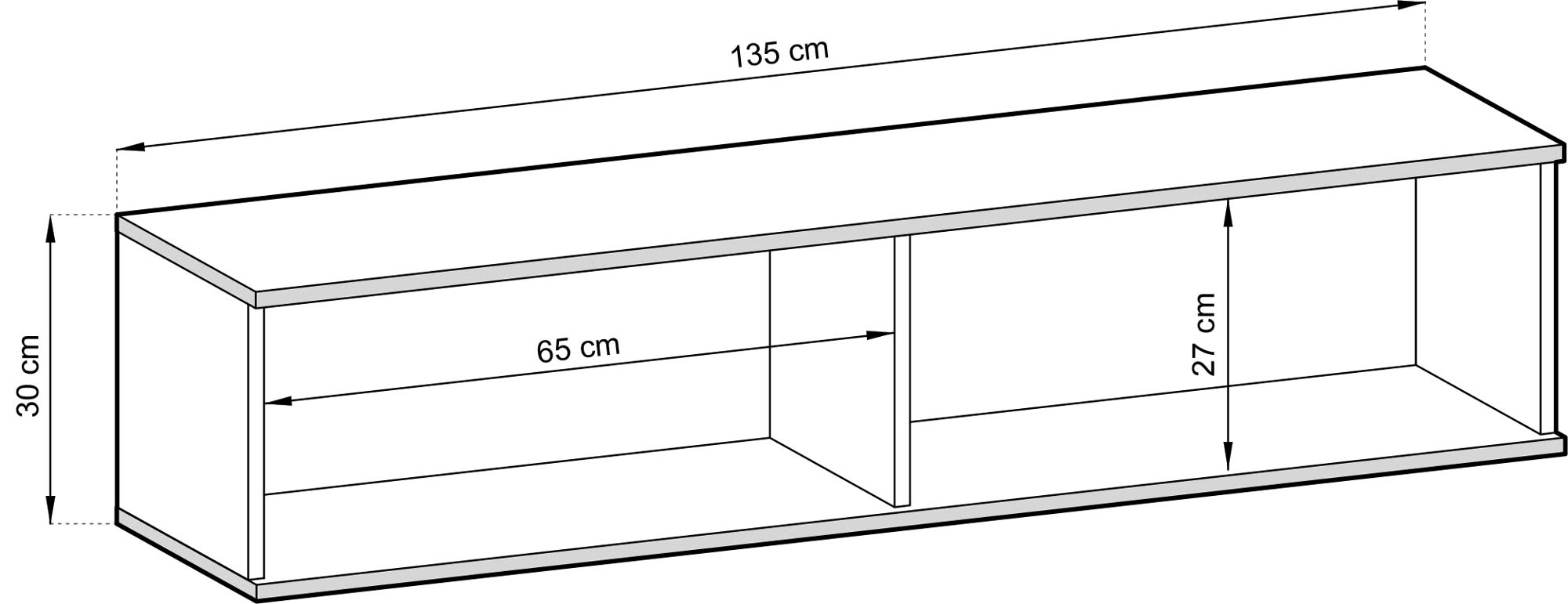 Schemat wnętrza szafki RTV z wymiarami półek i przegródek Schemat wnętrza szafki RTV z wymiarami półek i przegródek