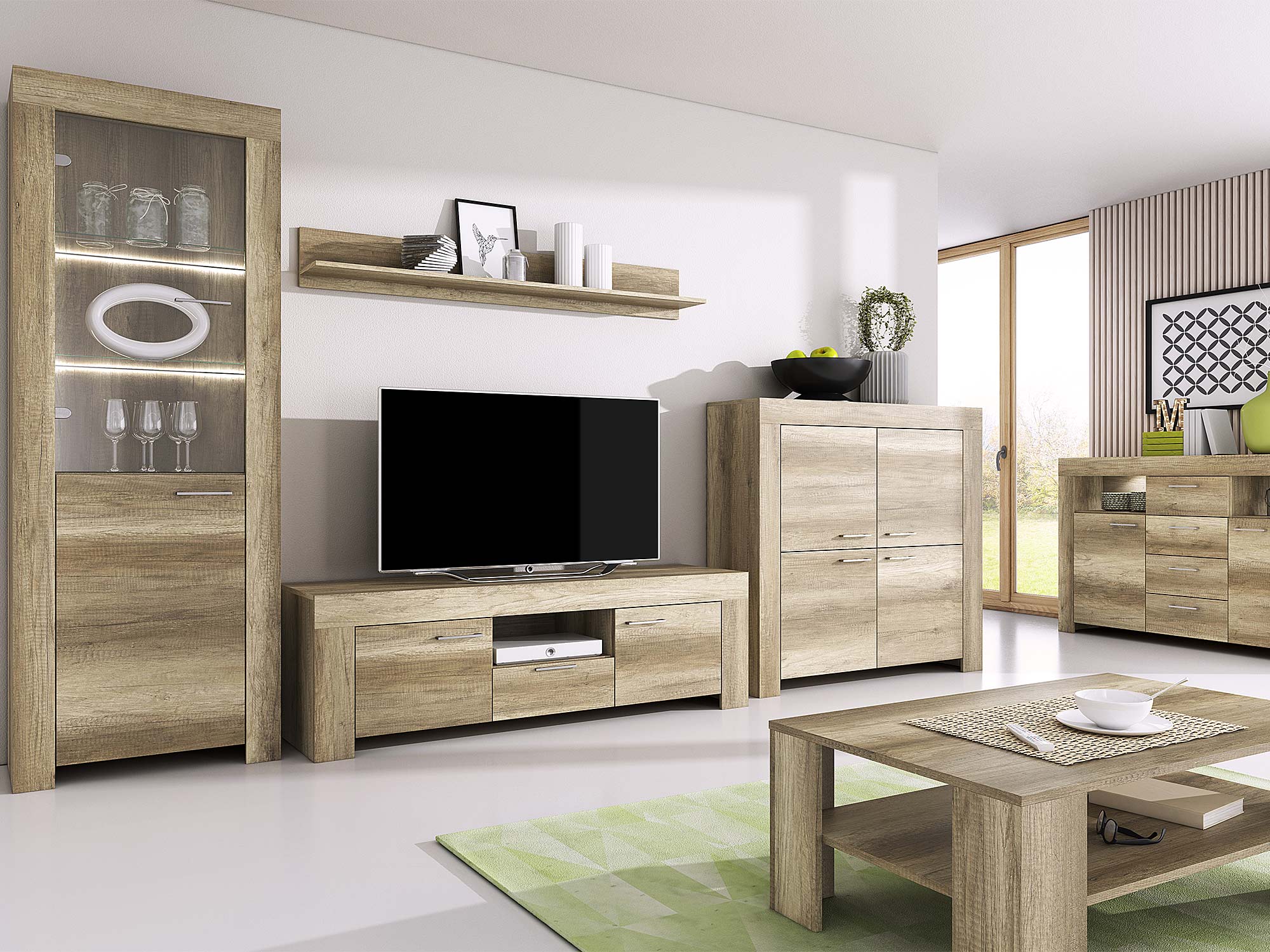 Salon z nowoczesnymi meblami i minimalistycznym wykończeniem