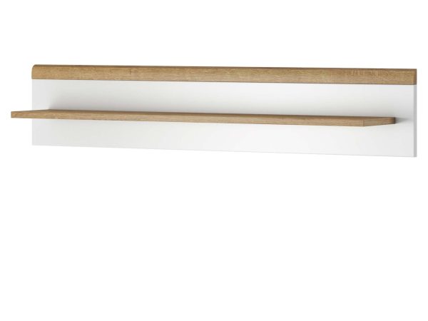 Minimalistická police nástěnná s dřevěným akcentem, skandinávský styl