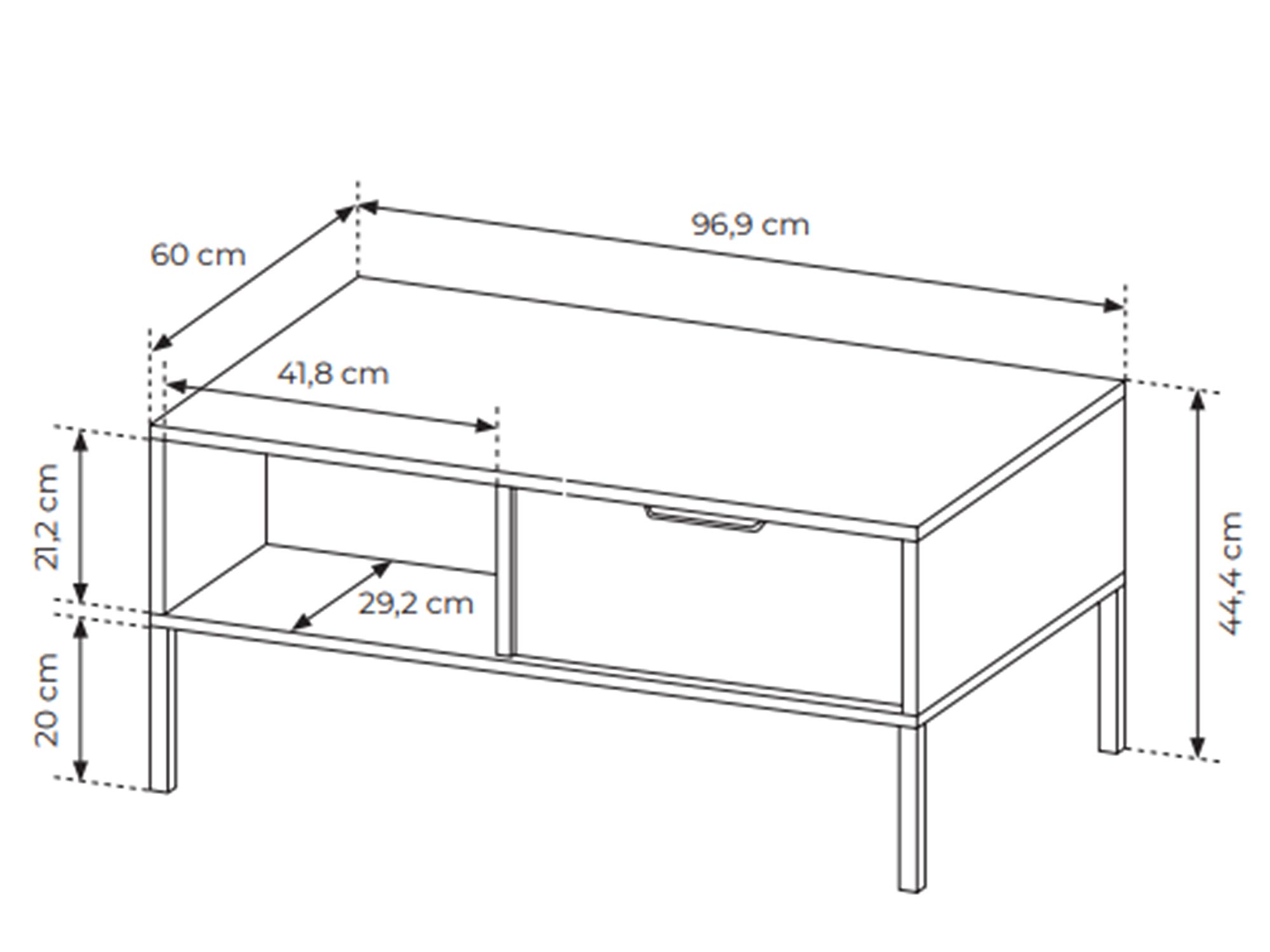 Wymiary techniczne stolika kawowego Wymiary techniczne stolika kawowego