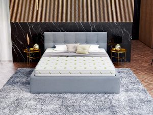 Miniatura 4 - čalouněná postel ve stylu skandynawskim s čelem v pionowe pasy