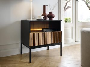 Miniaturka 3 - Stolik nocny w stylu nowoczesnym z czarnymi nogami i LED