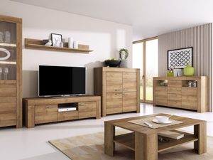 Miniatura 3 - Klasická dřevěná obývací stěna s TV stolkem, skříňkou a vitrínami