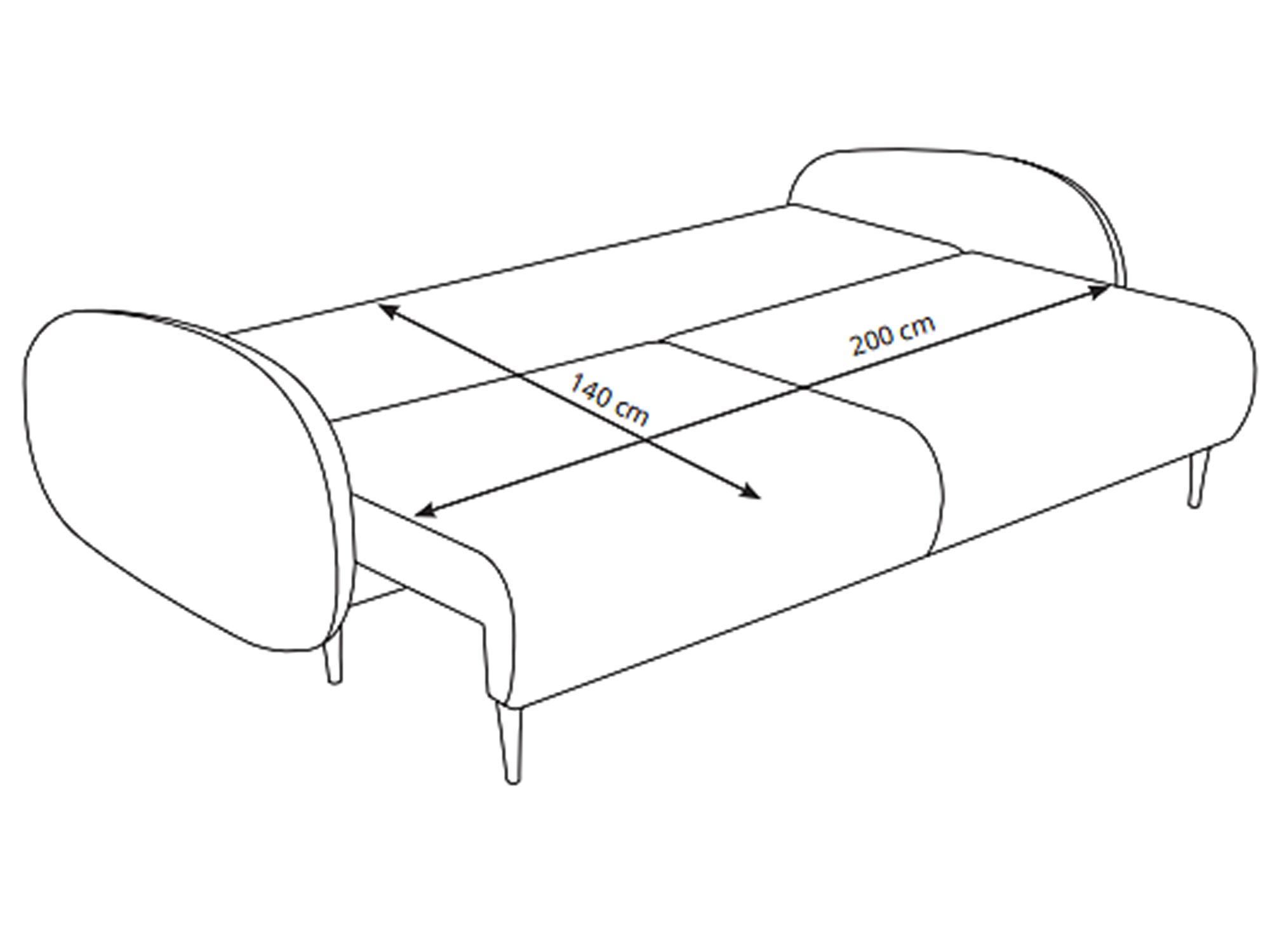 Schemat techniczny sofy z zaokrąglonymi podłokietnikami Schemat techniczny sofy z zaokrąglonymi podłokietnikami