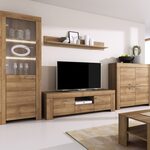 Miniaturbild 4 - Wohnwand mit großer Kommode und Vitrine in Naturholzoptik