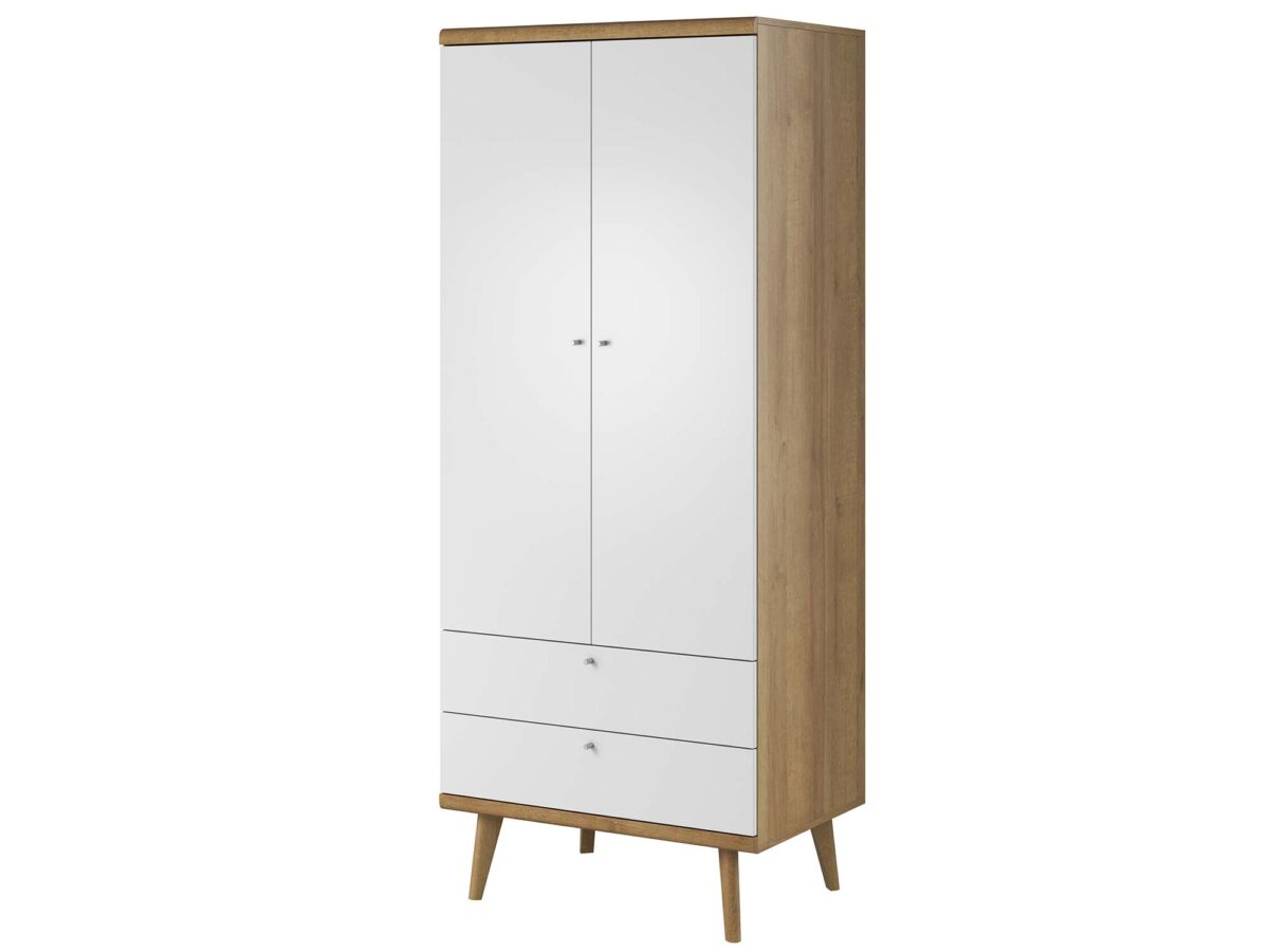 Volně stojící šatní skříň 80 cm v dekoru Dub Riviera a bílá Orys