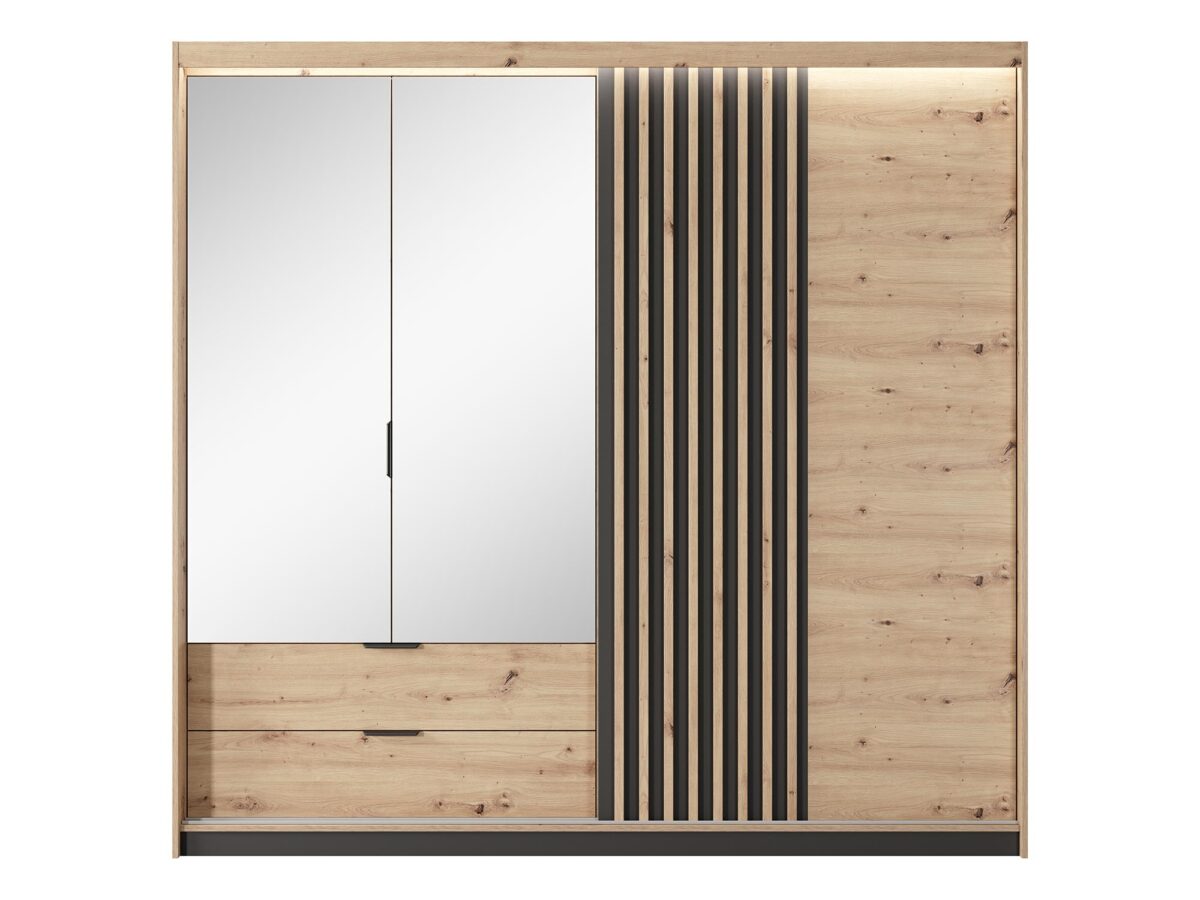 Šatní skříň 220 cm s lamelami dub artisan/antracit REST