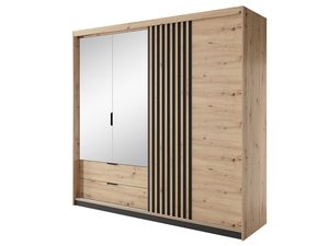 Miniatura 3 - Dřevěná skříň a se zrcadlem a svislými lištami, moderní styl