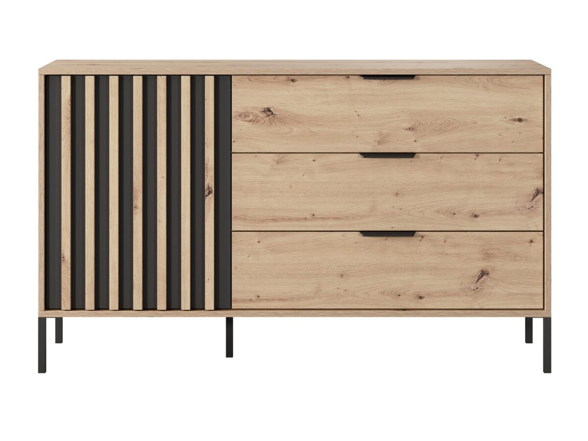 Kommode 138 cm mit Lamellen in Artisan Eiche und Anthrazit REST