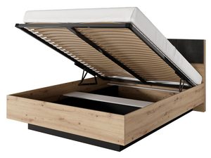 Miniatura 8 - Postel s úložnýmm prostorem na lůžkoviny a dřevěným čelem, moderní design