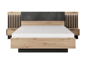 Miniatura 4 - Postel s dřevěným čelem a čalouněným panelem, moderní styl