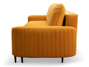 Miniaturka 10 - Musztardowa narożna sofa z pojemnikiem na pościel