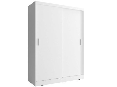 Biała szafa z drzwiami przesuwnymi do sypialni, styl minimalistyczny