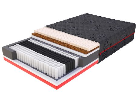 Materac ze sprężynami kieszeniowymi i czarnym pokrowcem typu premium