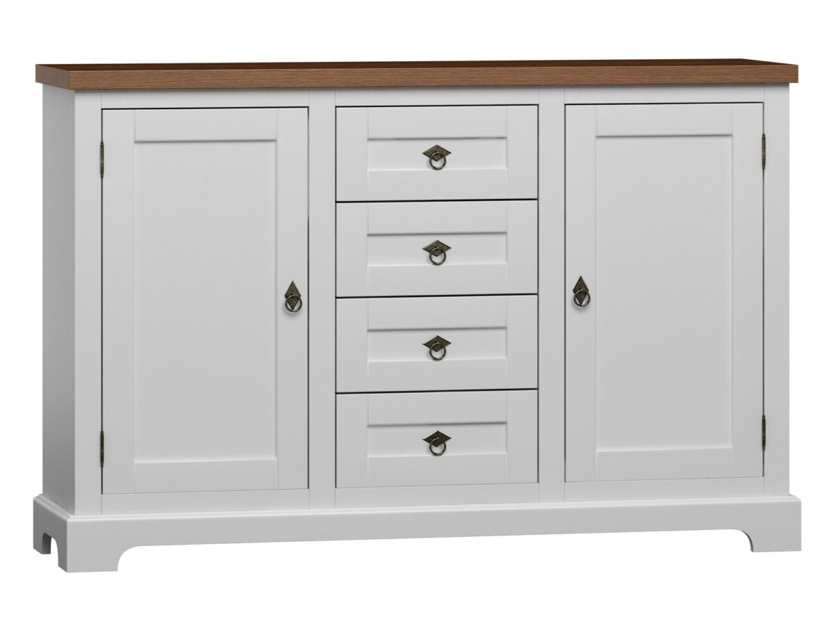 Stilvolle Kommode für das Wohnzimmer Weiß/Nussbaum Awinion A09