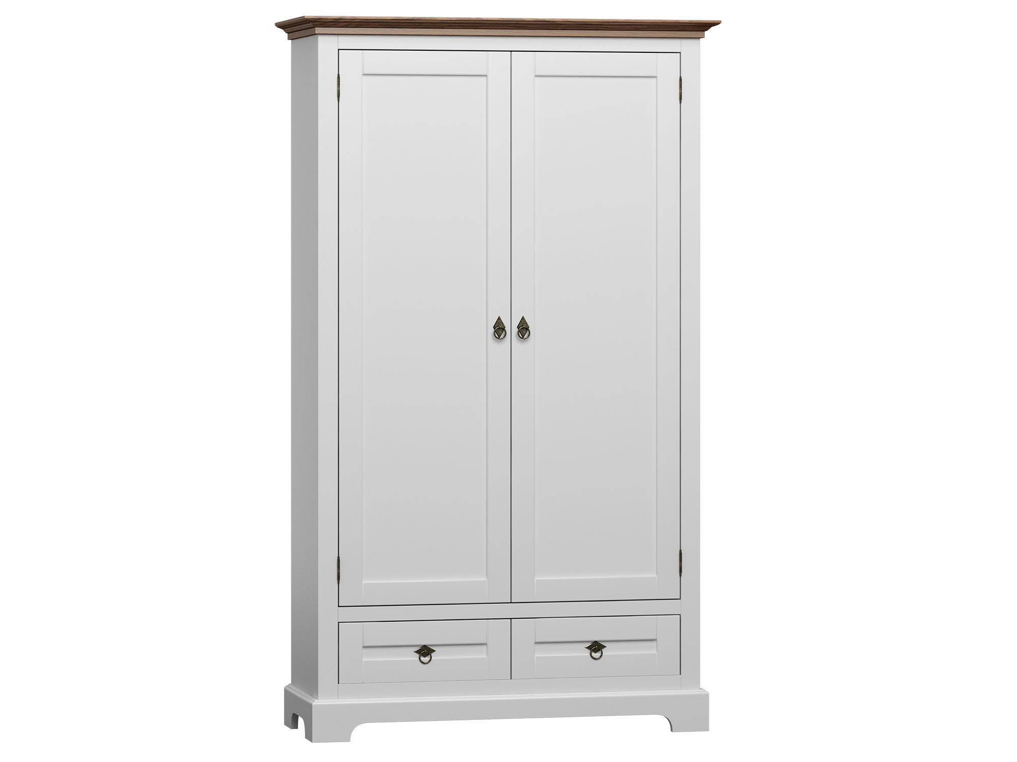 Biała szafa z drzwiami i szufladkami, styl prowansalski Biała szafa z drzwiami i szufladkami, styl prowansalski